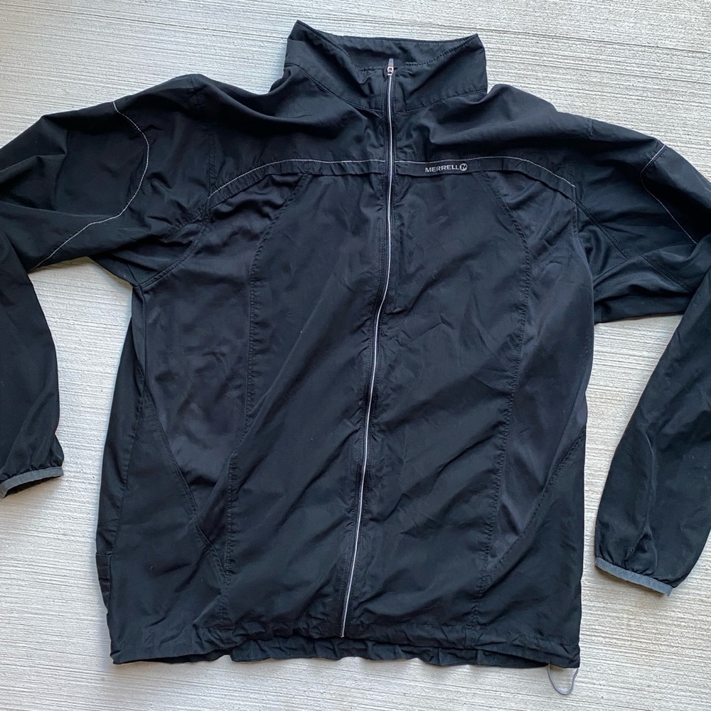 Merrell Mens Lightweight Windbreaker Packable Black Size Medium Full Zip